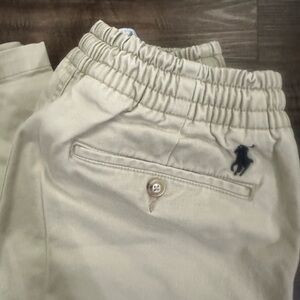 Polo by Ralph Lauren Beige Elastic Waist Chino Shorts with Navy Pony